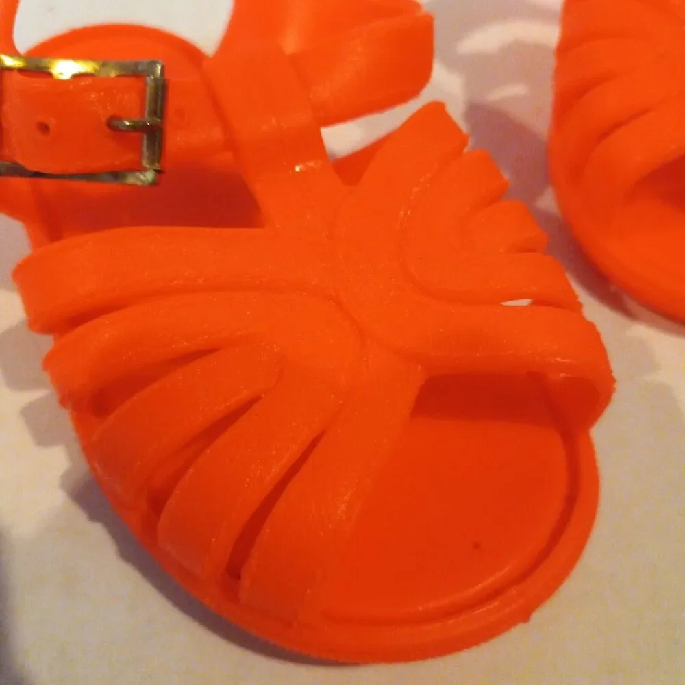 Infant Girls Jelly Sandals-Lot Of 2-Size 2-Clear-Orange-Glitter-Neon-Summer-Fun